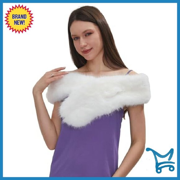55 Inch Faux Fur Scarf Neck Warmer Shawl Wrap Winter Accessory - Picture 4 of 8